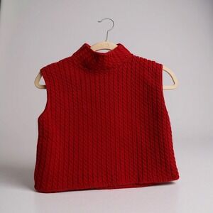 Vintage Express Tricot Red Cable Knit Mock Neck Sleeveless Top Women's Large